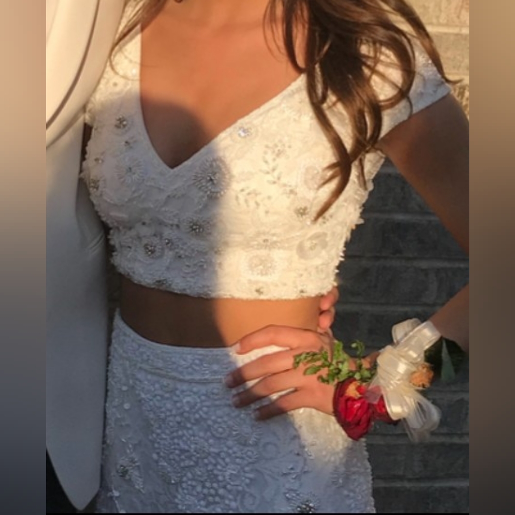 Sherri Gill Elegant White Embellished Crop Top And Skirt Set